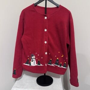 Vintage  Women's Sz L/XL Christmas Holiday  Snowflake  Sweater Red